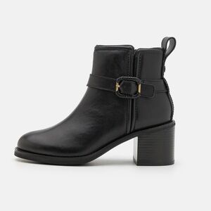 Clarks Chamberly Trim Black Leather Booties